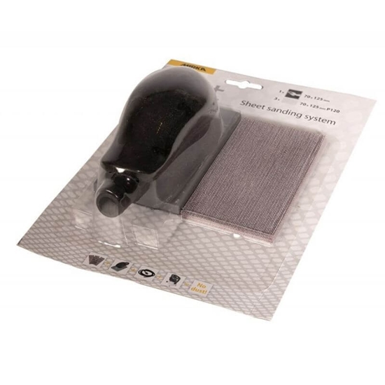 Изображение Slīpēšanas bloks Mirka 8391402311; 70x125 mm + Slīpēšanas siets; P120; 3 gab.