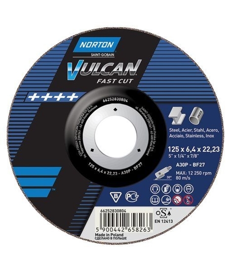 Picture of Slīpēšanas disks Norton VULCAN A30S-BF27; 125x6,4x22,2 mm; T27