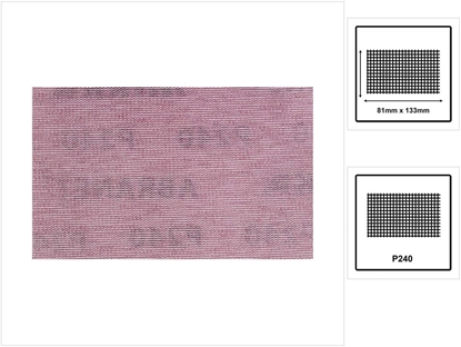 Изображение Slīpēšanas siets Mirka Abranet 5417805025; 81x133 mm; P240