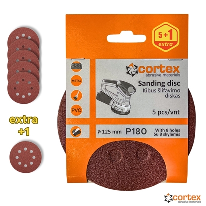 Picture of Smilšpapīrs Cortex 18154; 125 mm; P180; 5 gab.