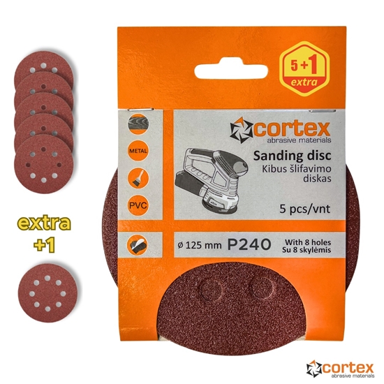 Picture of Smilšpapīrs Cortex 24126; 125 mm; P240; 5 gab.