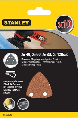 Изображение Smilšpapīrs deltveida slīpmašīnām Stanley; P40/60/80/120; 10 gab.