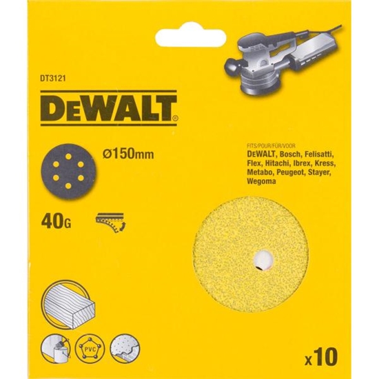 Изображение Smilšpapīrs DeWalt DT3128-QZ; 150 mm; K320; 10 gab.