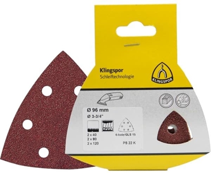 Picture of Smilšpapīru komplekts ekscentra slīpmašīnai Klingspor; PS 22 K; GLS 5; 150 mm; K40/80/120; 6 gab.