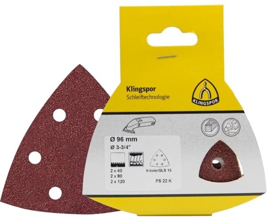 Picture of Smilšpapīru komplekts ekscentra slīpmašīnai Klingspor; PS 22 K; GLS 5; 150 mm; K40/80/120; 6 gab.