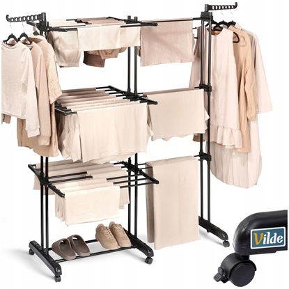 Изображение Suszarka na Pranie Pionowa Rozsuwana Regulowana Czarna ORION 130x64x172 cm