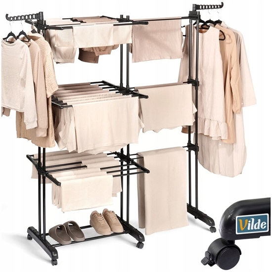 Изображение Suszarka na Pranie Pionowa Rozsuwana Regulowana Czarna ORION 130x64x172 cm