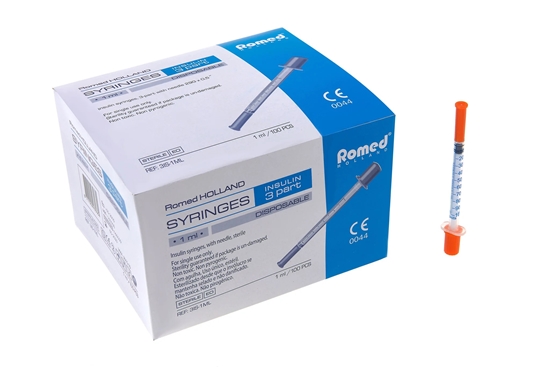 Picture of Šļirce 1ml insulīna Romed, (1iep/ 100gab.)