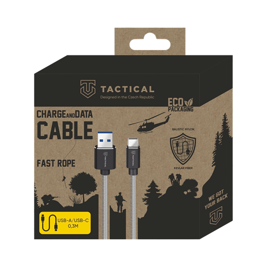 Изображение Tactical Fast Rope Kevlar Cable USB-A/USB-C 0.3m / grey