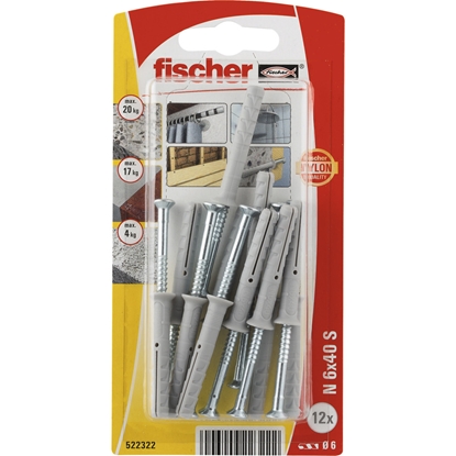 Picture of Tapa ar skrūvi Fischer S K NV; 6x40 mm; 12 gab.