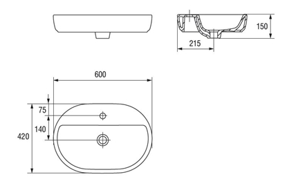 Attēls no Umywalka Cersanit Caspia Oval 60cm (K11-0099)
