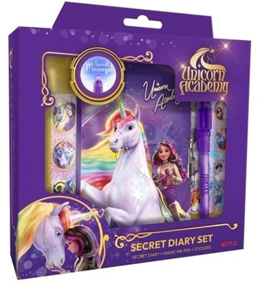 Attēls no UNICORN ACADEMY Magic Diary - Diary w/magic ink pen, gift box
