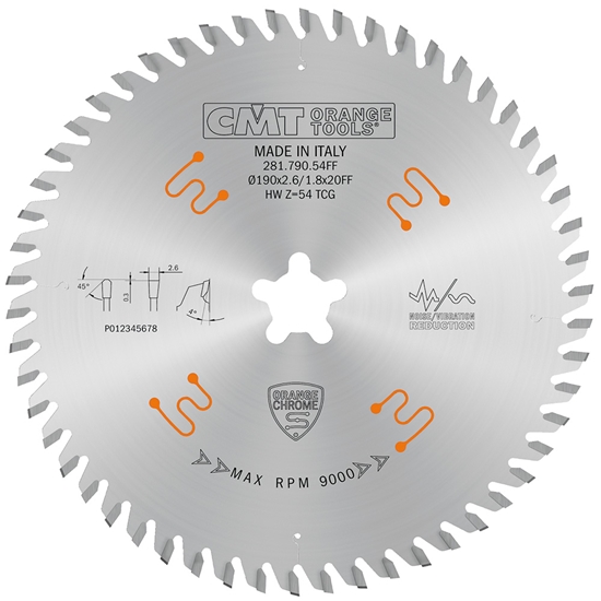 Изображение Universālais griešanas disks CMT 281; 190X2,6X20; Z54; 4°
