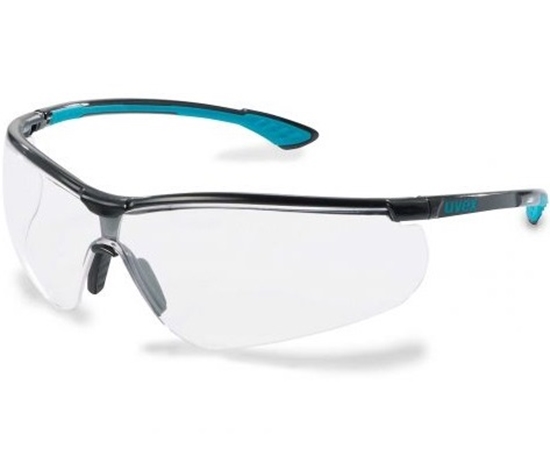 Picture of Uvex Sportstyle 9193376 safety spectacles – clear uvex supravision extreme lens, uv400 protection, black/blue frame, unisex, EN 166 and EN 170 certified