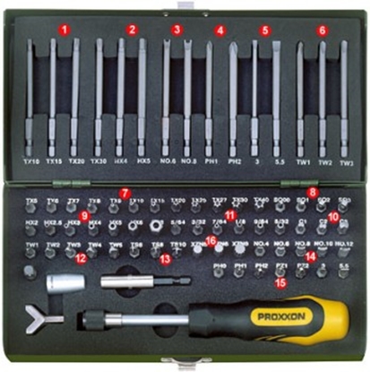 Изображение Uzgaļu komplekts Proxxon 1/4'' 75 daļu