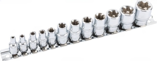 Изображение Uzgriežņa galviņu komplekts Condor Werkzeug C25111; 1/4''+3/8''; E4-E20; 12 gab.