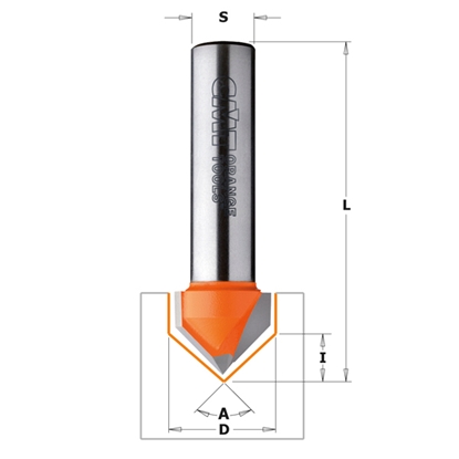 Изображение V veida rievu frēze CMT; S=1/4''; D=6,35 mm