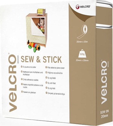 Picture of Velcro ® Klettband zum Aufnähen & Aufkleben, Haken & Flausch 20mm x 25m Weiß