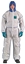 Attēls no Ansell AlphaTec 1800 Comfort bound disposable coverall – Type 5/6 protection, microporous laminate, antistatic, white/blue SMS hood, multiple sizes