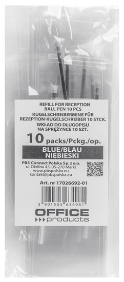 Picture of Wkad do dugopisu OFFICE PRODUCTS, do dugopisów na sprynce i na acuszku, 10 szt., niebieski