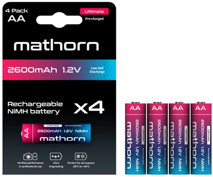 Picture of Zestaw akumulatorów Mathorn Ultimate AA NiMH 2600 mAh HR6 1.2V 4szt MB-AA2600NH-4P