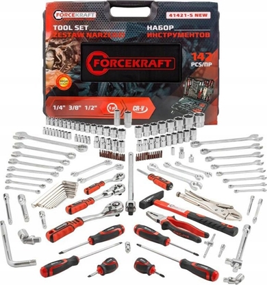 Изображение Zestaw narzdzi Forcekraft Zestaw narzdzi 142el. 1/4", 3/8", 1/2" (4-36mm) (6-ktnych)