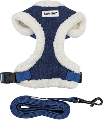 Picture of Zestaw, szelki+smycz, dla psa, granatowy, jeans, rozmiar XS