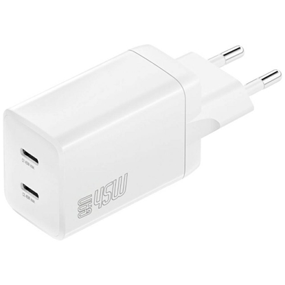 Attēls no Ładowarka sieciowa PDPlug Dual 45W 2xUSB-C Biała 