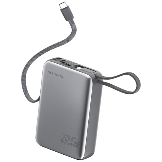Picture of Powerbank Pocket Dual Cord 20000mAh 22,5W z wbudowanym kablem USB-C 15cm Szary 
