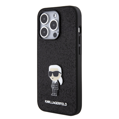 Изображение Karl Lagerfeld Fixed Glitter Ikonik Logo Metal Pin Back Case for Apple iPhone 15 Pro