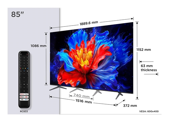 Picture of TV Set|TCL|85 "|4K Ultra HD|3840 x 2160 pixels|Flat|16:9|QLED|85P89K