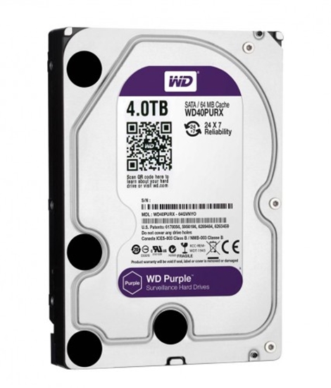 Изображение 4.0TB Atmiņas HDD, SATA disks, Purple series, Videonovērošanas iekārtām