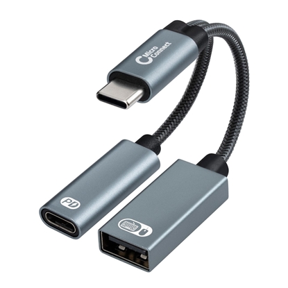 Изображение Adapter USB MicroConnect MC-USBC-CFAF USB-C - USB-A + USB-C Srebrny  (MC-USBC-CFAF)