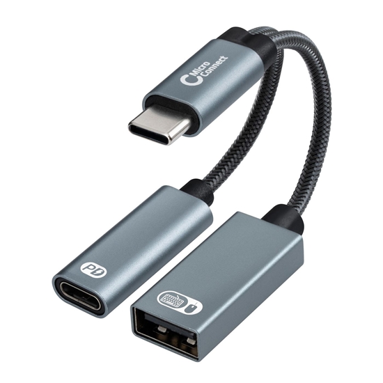 Picture of Adapter USB MicroConnect MC-USBC-CFAF USB-C - USB-A + USB-C Srebrny  (MC-USBC-CFAF)