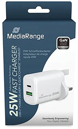 Attēls no adowarka MediaRange adowarka 25W 2-Port 1x USB-A/1x USB-C UK biay