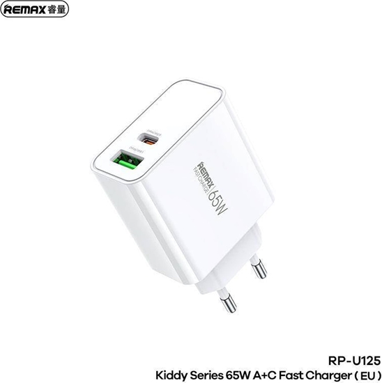 Picture of adowarka Remax AD SIEC REMAX KIDDY SERIES 65W RP-U125 USB/USB-C WHITE