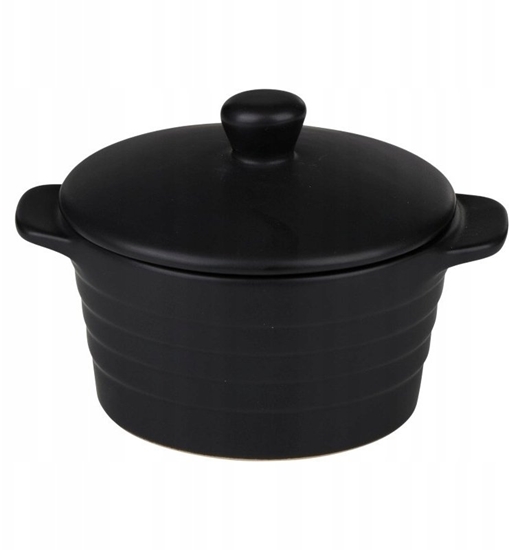 Picture of Alpina Forma do zapiekania Ceramiczne naczynie aroodporne z pokrywk do zapiekania okrge 13x10 cm 210 ml (czarny)