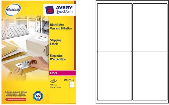 Picture of Avery Zweckform ETYK.ZF 7169 99.1X139 100 ARK./400/ ETYKIETA - L7169-100
