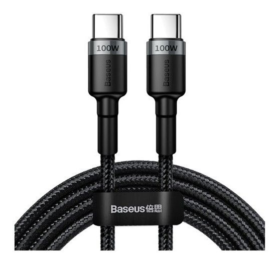 Picture of Baseus Cafule nylon cable USB Type C Power Delivery 2.0 100W 20V 5A 2m gray (CATKLF-ALG1) Black