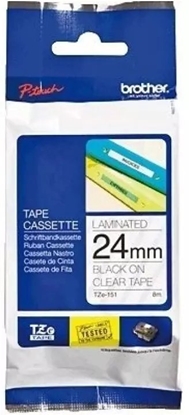 Picture of BROTHER TZE-151 Tape 24mm x 8m Black on Clear Replacement