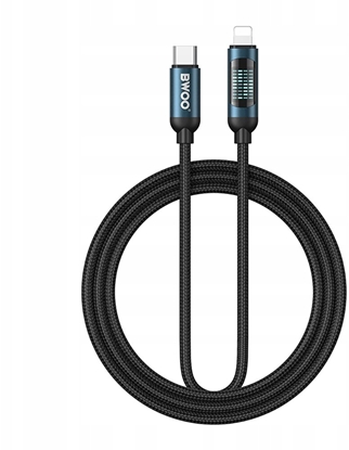 Picture of BWOO kabel USB-C - USB-C 1m 60W z wywietlaczem led, pleciony czarny