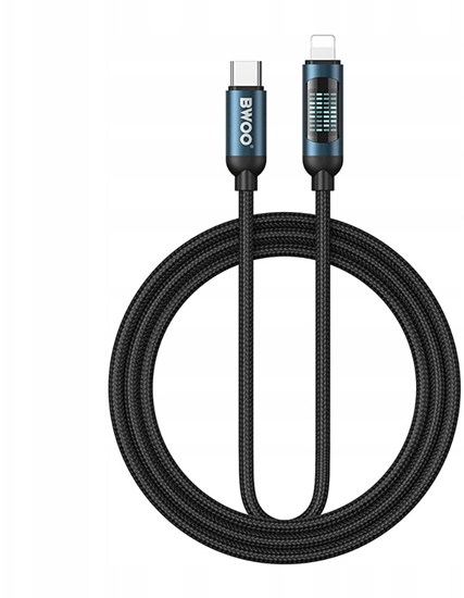 Picture of BWOO kabel USB-C - USB-C 1m 60W z wywietlaczem led, pleciony czarny