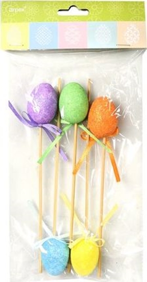 Picture of Dekoracja witeczna Arpex Brokatowe pisanki na patyku (5 szt.)