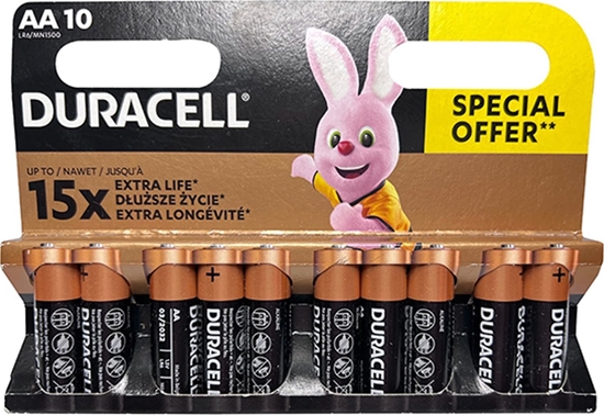 Изображение Duracell Bateria alkaliczna, AA (LR6), AA, 1.5V, Duracell, blistr, 10-pack, 42308, Basic