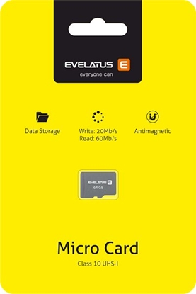 Attēls no Evelatus Micro Card SD 64GB 3.0 EMC01 W:20mb/s; R:60mb/s