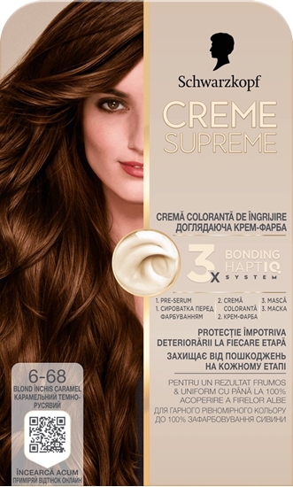 Picture of Garnier SCHWARZKOPF Creme Supreme Farba do wosów odcie 6-68 Jasny Karmelowy Brz