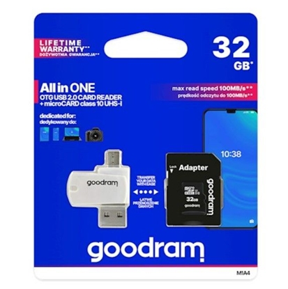 Attēls no Goodram Memory card 32GB microSDHC cl. 10 UHS-I + adapter + card reader