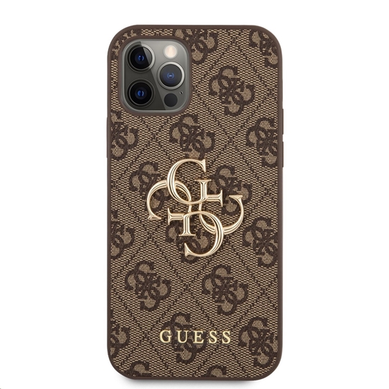 Picture of Guess PU 4G Metal Logo Case for iPhone 12/12 Pro / Brown