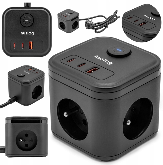 Picture of Listwa zasilajca Qoltec 3 gniazda 1.4 m czarna (HUS1002)