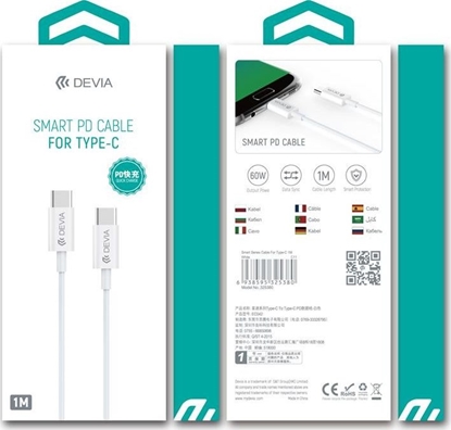 Изображение Kabel USB Devia USB-C - 1 m Biay (BRA007417)